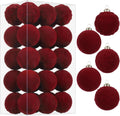 30PCS Burgundy Velvet Christmas Ball Ornaments for Xmas Tree Decorations