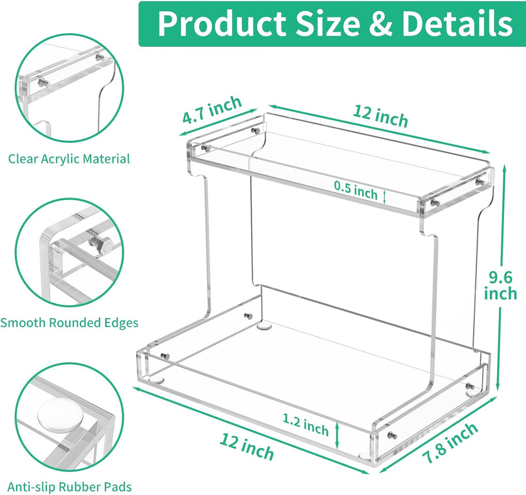 NPPLUS 2-Tier Clear Acrylic Bathroom Organizer Counter Storage Shelf