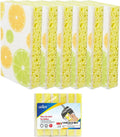 CELOX 6 Pack Dish Sponges, Non Scratch Sponge for Kitchen Cleaning, Lemon Printed Dual Sided Scrub Sponges