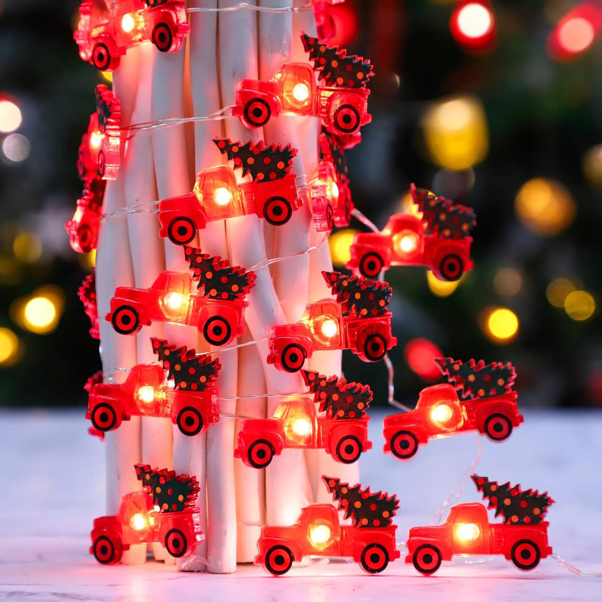 Impress Life Christmas Tree Farmhouse Truck String Lights with Remote