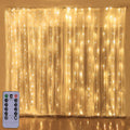 300LED Copper Wire Curtain Lights, 8 Modes DIY Pattern Flexible String Lights with Remote, Window and Wall Decorations for Garden, Room, Party (Warm White)