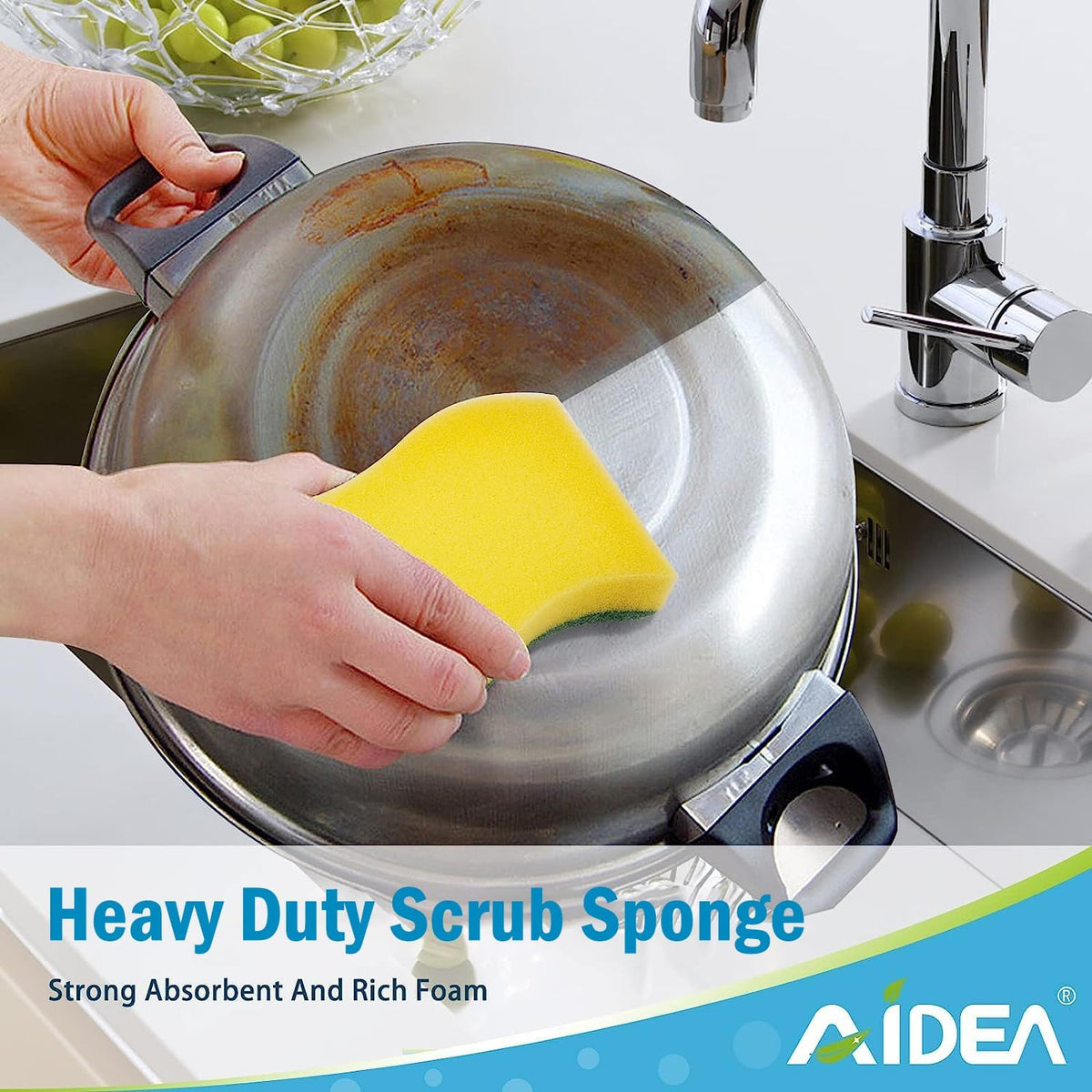 AIDEA Sponges Kitchen, 24 PK Heavy Duty Dish Sponges Kitchen, Scrub Sponges