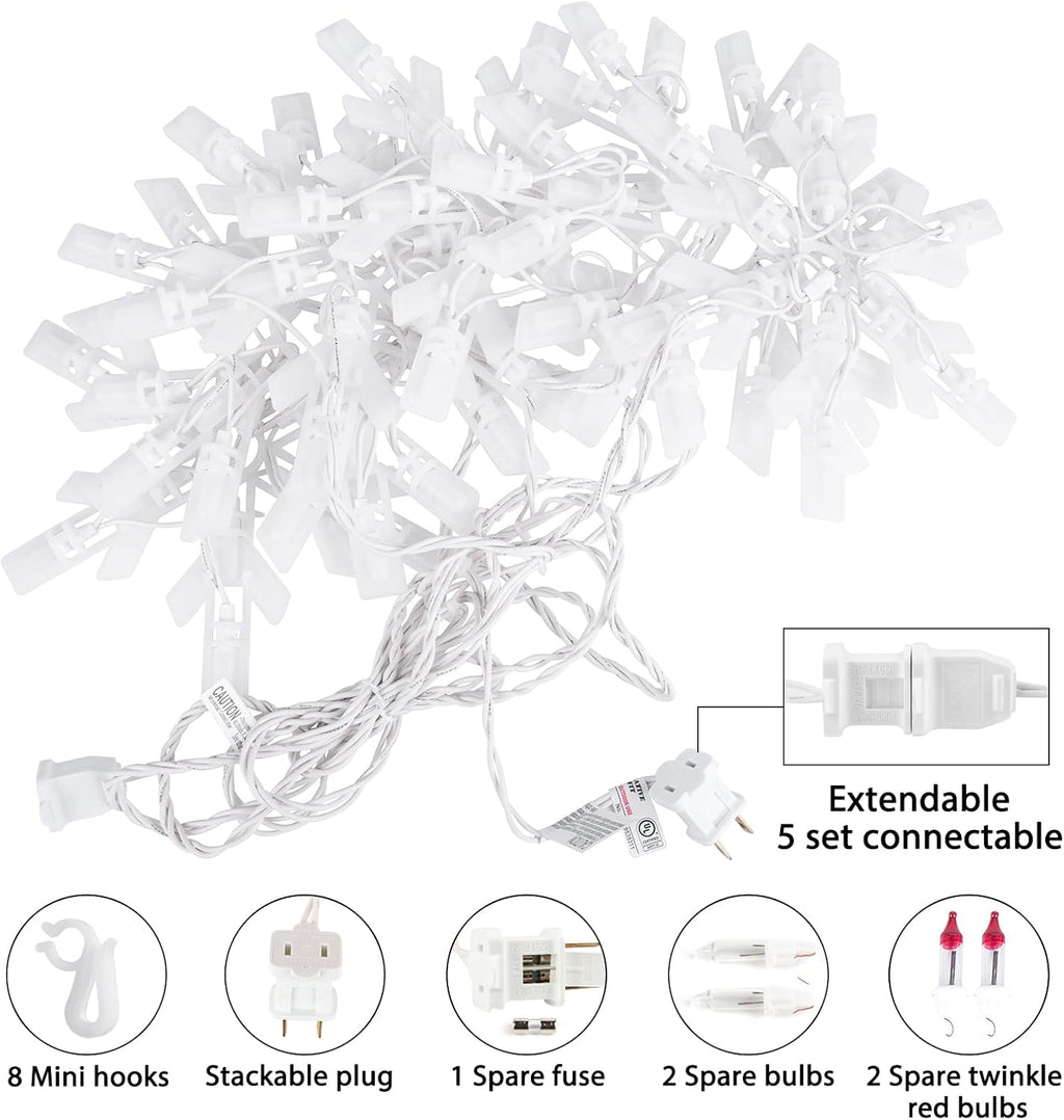 Christmas Snowflake Icicle String Lights with 6 Drops - 9ft Snowflake Window Lights with 100 Mini Bulbs, Plug-in Connectable Curtain Hanging Lights for Christmas Home Indoor Outdoor Holiday Decor