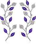 sxnzequnze 2 Set Metal Tree Leaf Wall Art for Home Decor Living Room Bedroom Dining Room Bling Rhinestone, 3D, Iron Branch Hanging Leaf Sculpture Art Pieces -Purple 16.5in*6.7in