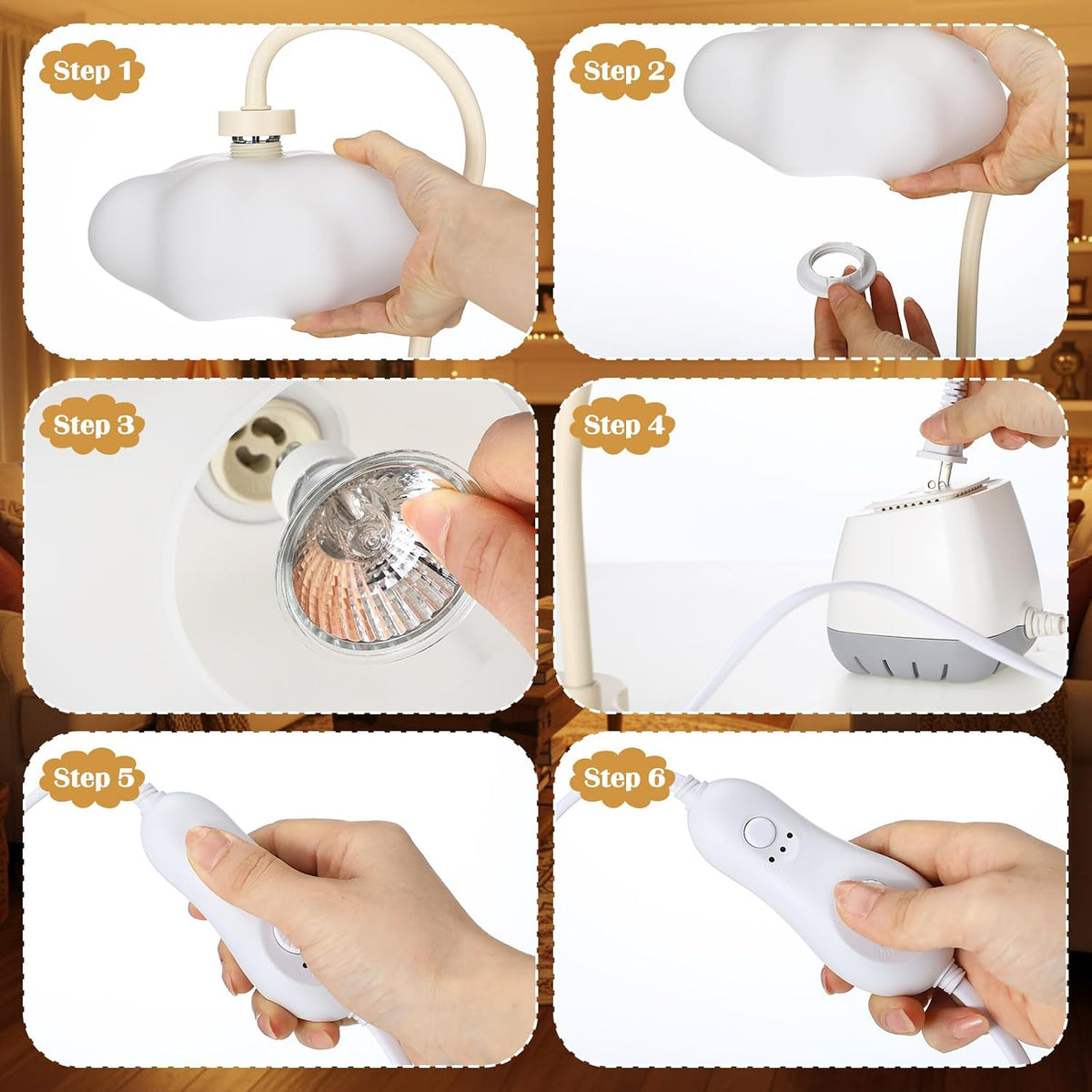 Glooglitter Cloud Candle Warmer Lamp with Timer Dimmer
