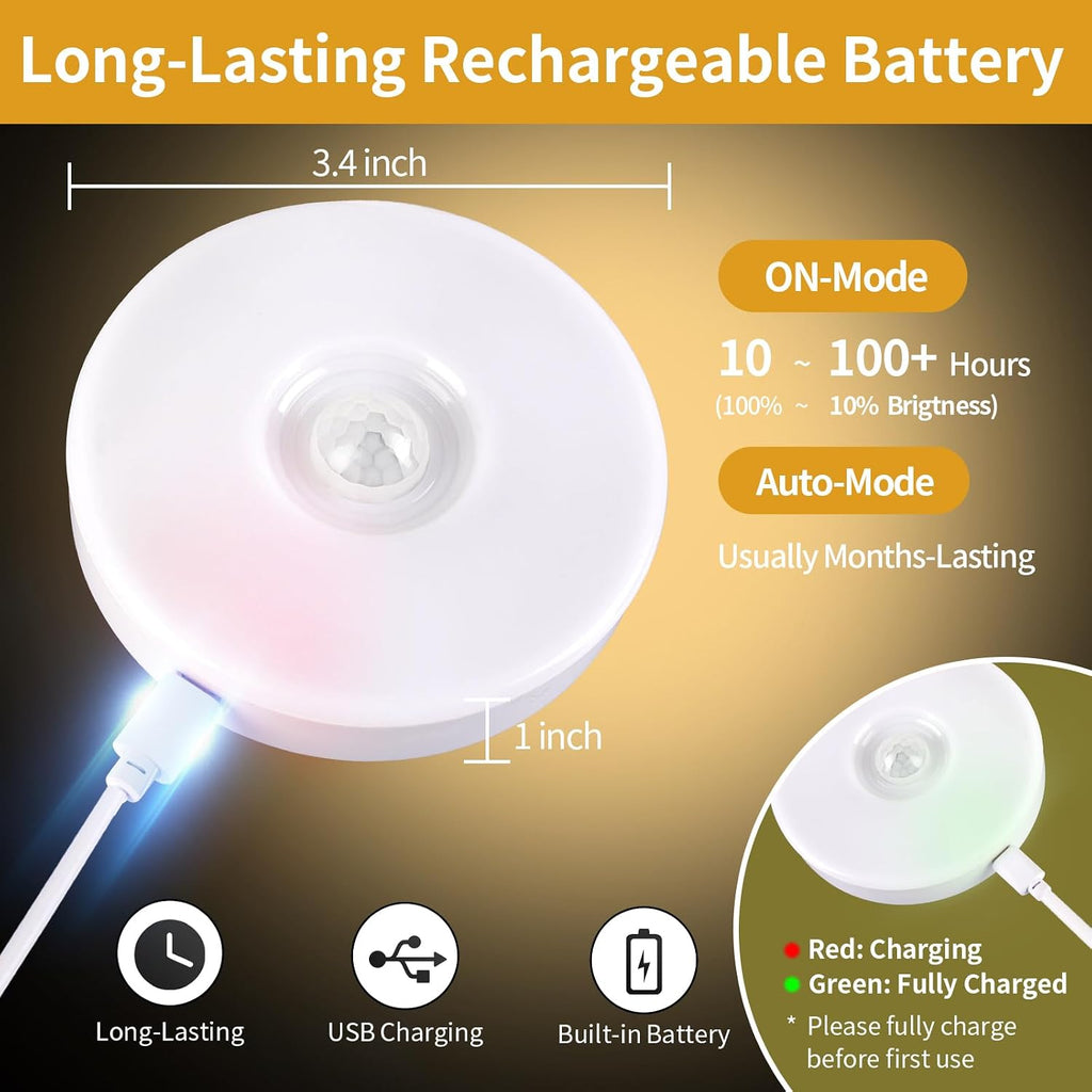RGB LED Motion Sensor Night Light, Bright & Dimmable, Long-Lasting