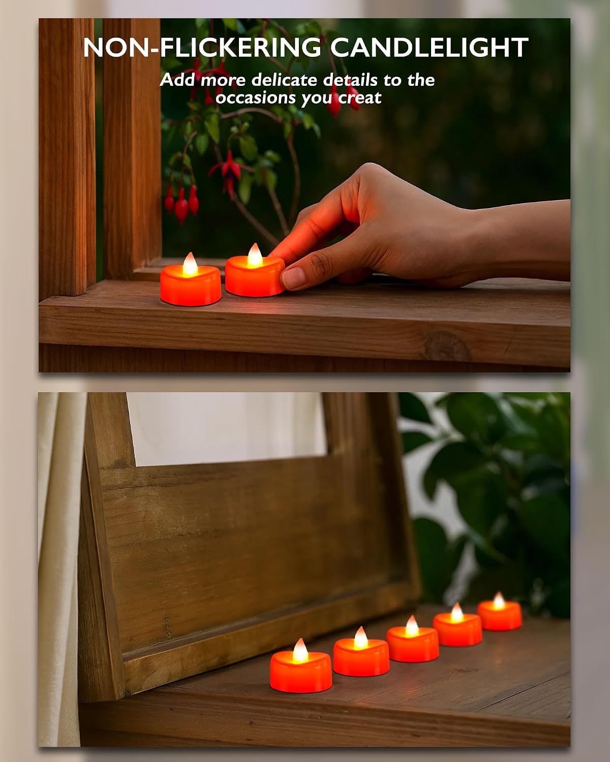 BEICHI Flameless Candles, 24Pack Red Tea Lights Battery Operated