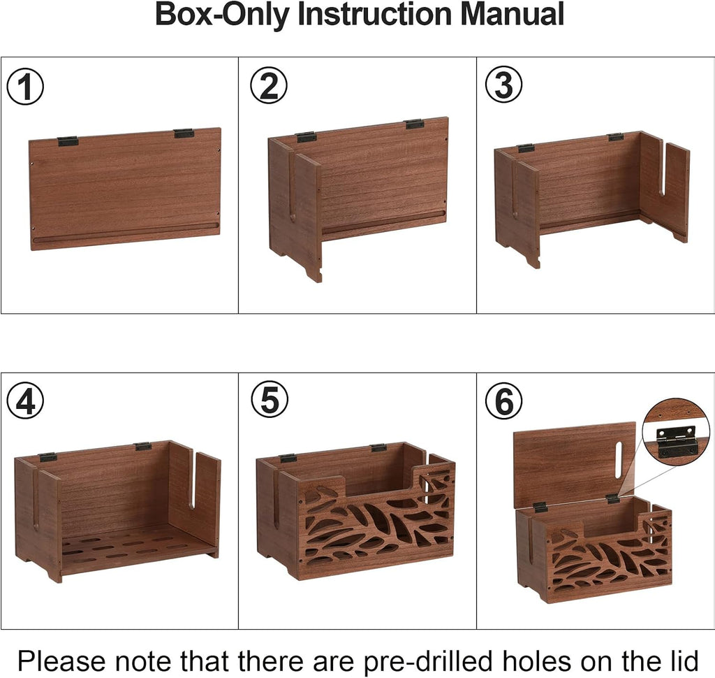 Wooden Cable Management Box, Large Cord Hider Box, Cord Box