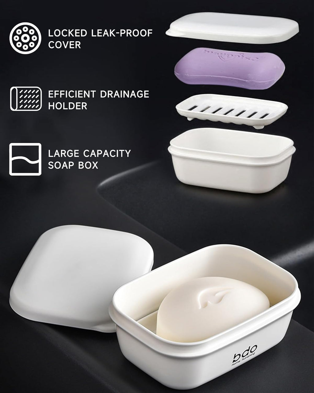 Travel Essentials Soap Holder with Lid Green,Leakproof Soap Dish with Drainage Layer,Portable Travel Soap Bar Case for Camping,Gym,Bathroom,Kitchen,Dormitory,Hotel