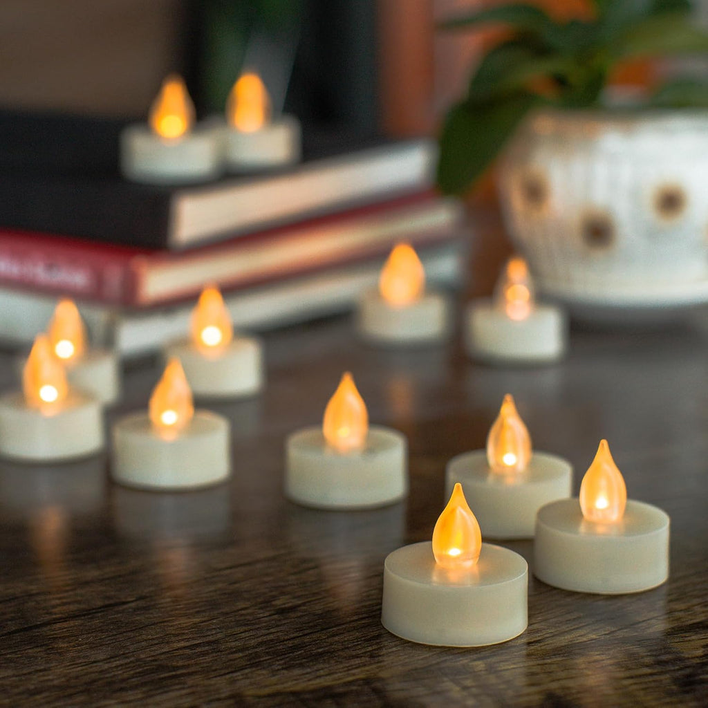 12 Battery Operated Flameless LED Tea Lights Tealight Candles Remote Timer
