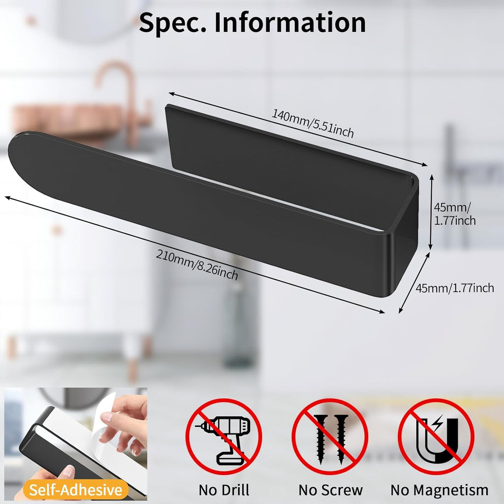 Bethom Hand Towel Holder, 8 Inch Self Adhesive Towel Racks Black, 2 Pack
