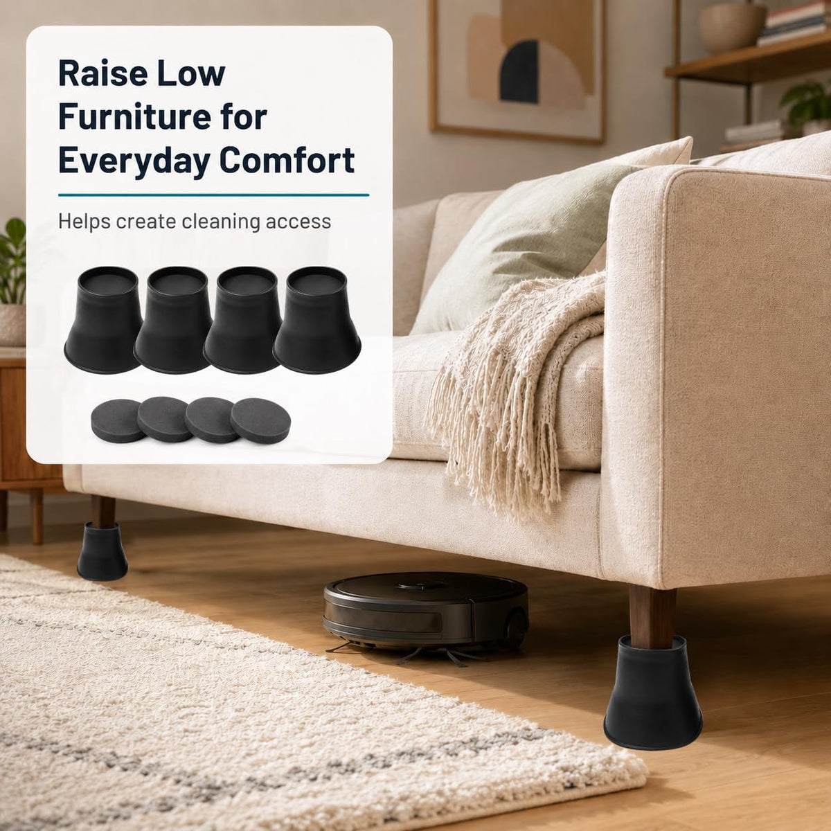 BTSD-home Bed Risers 6 Inch, 4 Pack