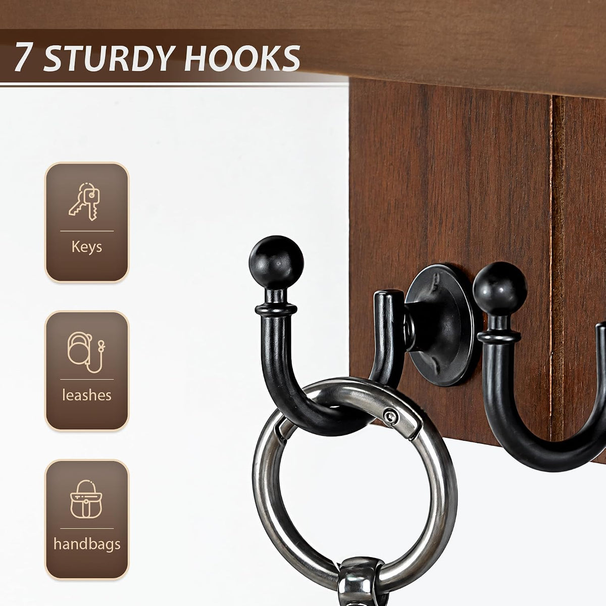 Rebee Vision Walnut Wood Key Holder Wall Mount, Mail Organizer, Walnut
