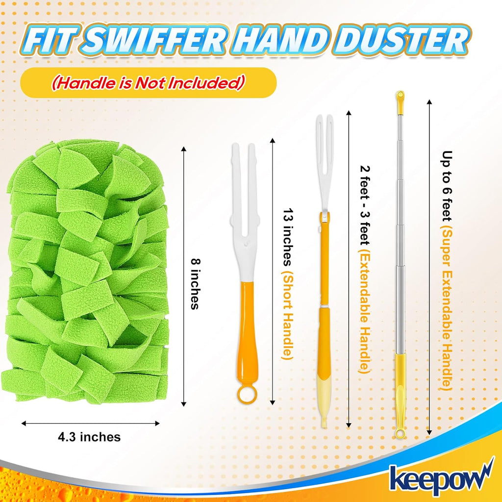 KEEPOW 6Pcs Duster Refills Compatible with Swiffer Hand, Heavy Duty Fleece