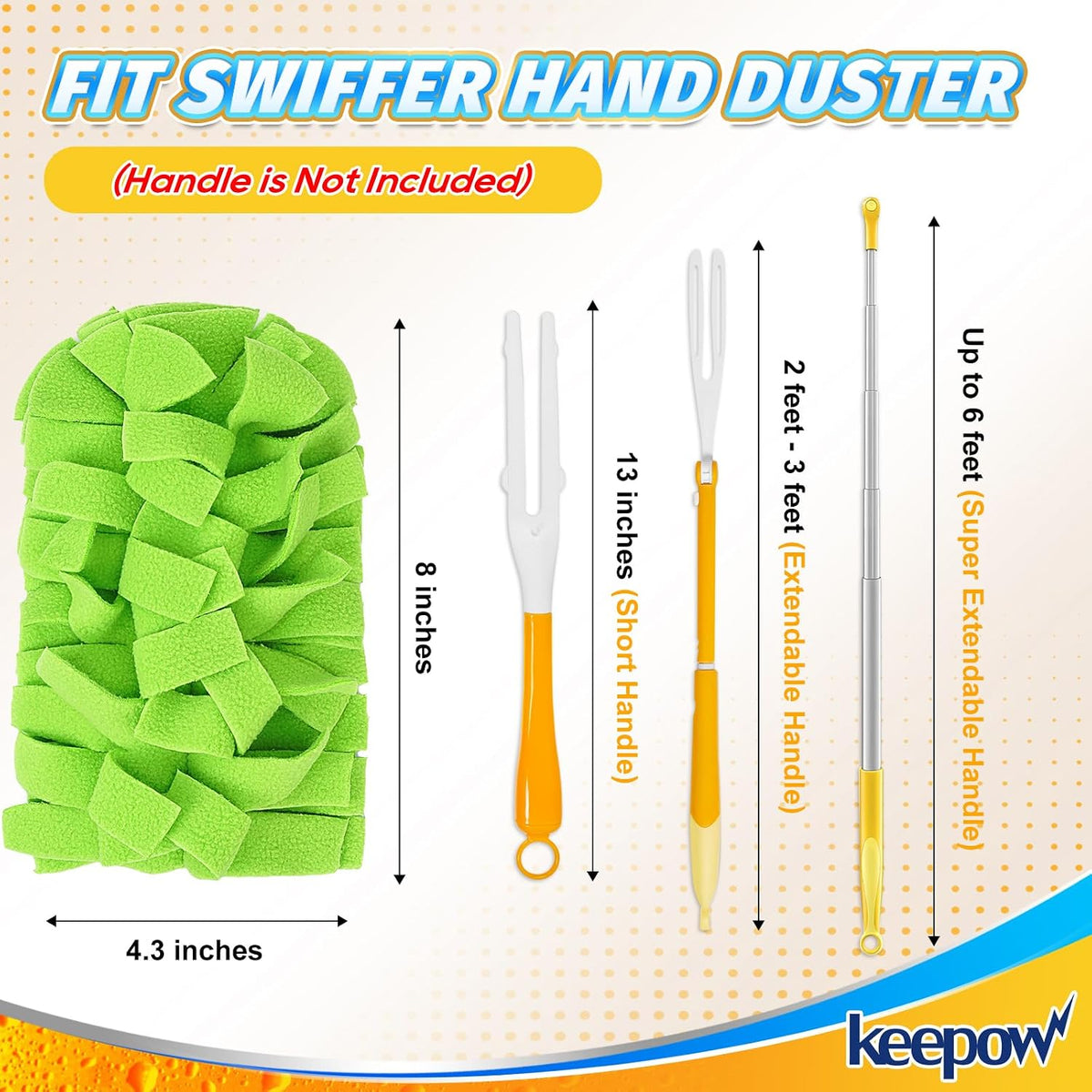 KEEPOW 6Pcs Duster Refills Compatible with Swiffer Hand, Heavy Duty Fleece