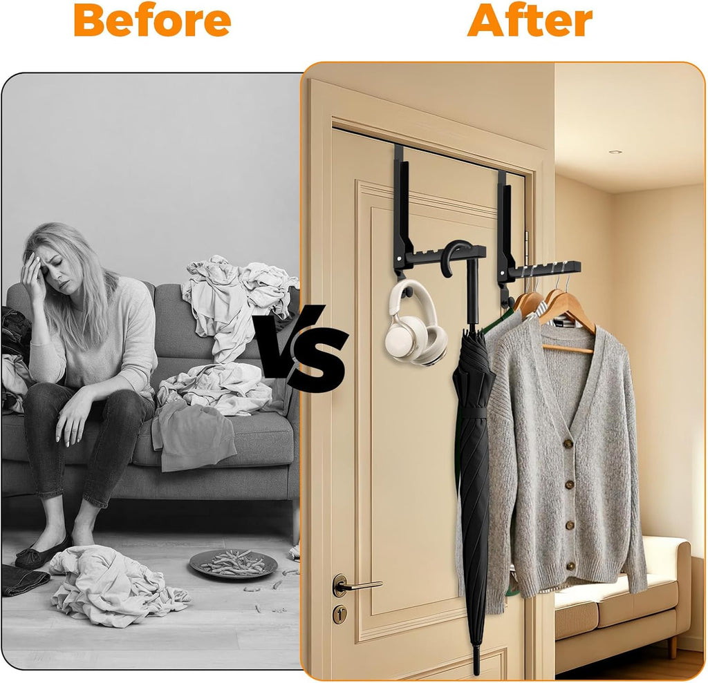 2 Pack Over The Door Hooks & Drying Rack