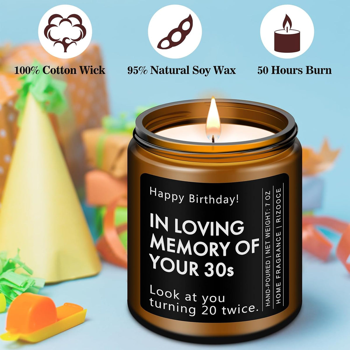 40th Birthday Gifts for Women Men, 1986 Birthday Scented Candle