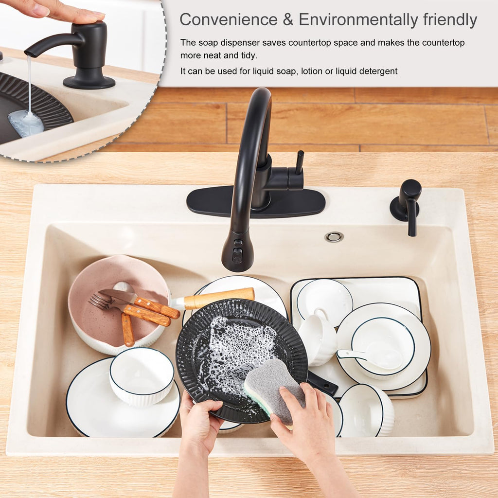 GAGALIFE Kitchen Sink Soap Dispenser with 17 OZ Large Bottle - G087B