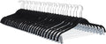 Amazon Basics Velvet Non-Slip Skirt Clothes Hangers with Clips, 360 Degree Rotatable Hook, Organize Pants and Skirts, Black/Silver, 24-Pack