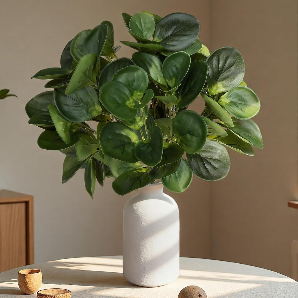 2Pcs 15" Artificial Eucalyptus Plant in Frosted Ceramic Vase for Desk