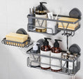 KEGII Suction Cup Shower Caddy 3 Pack, Bathroom Rack Organizer, Gray
