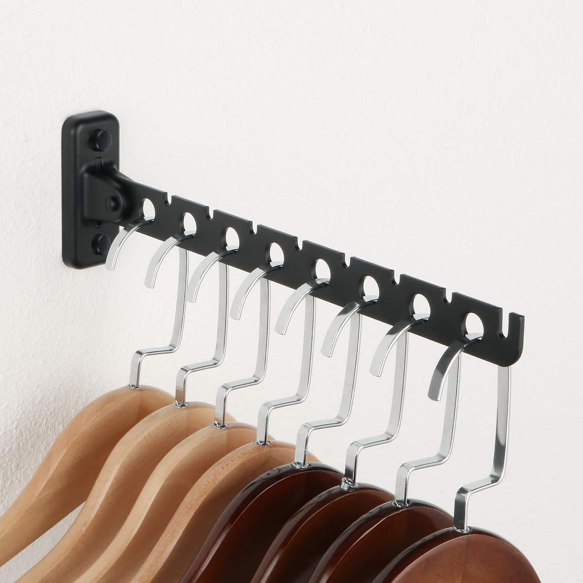 Alise Clothes Drying Rack Wall Mounted,Foldable Coat Hanger Black,1P