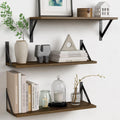 Forbena 24 Inch Long Floating Shelves for Wall Set of 3, Wooden Wall Bookshelf for Bedroom, Large Rustic Wood Hanging Book Shelves for Living Room Plants Kitchen Office Closet Storage (Dark Brown)