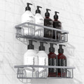 Getsrichfc Shower Caddy Adhesive, Rustproof Shower Shelves for Inside Shower, Large Capacity Bathroom Organizers and Storage, Shower Storage with Removable Hooks, No Drill Bathroom Accessories Grey