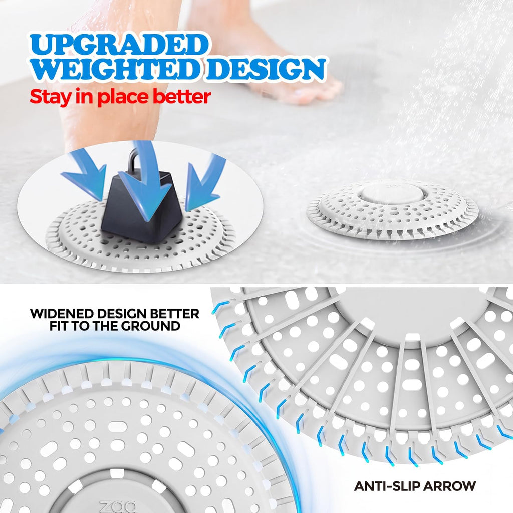 Shower Drain Hair Catcher 5.5" Silicone Drain Cover for Flat Floor Drains