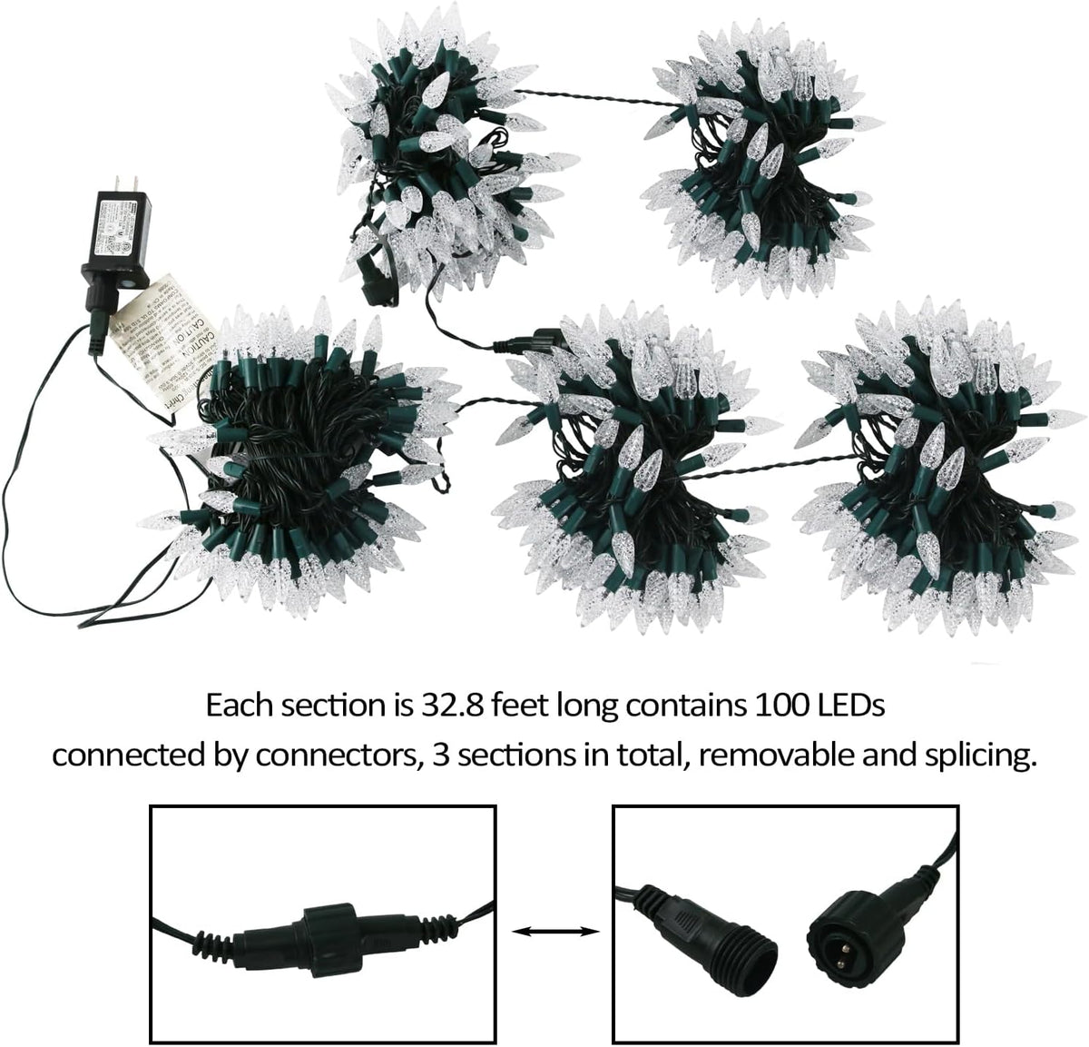 AWQ 500LED 173.8 FT C6 Christmas String Lights Plug in Warm White Decor