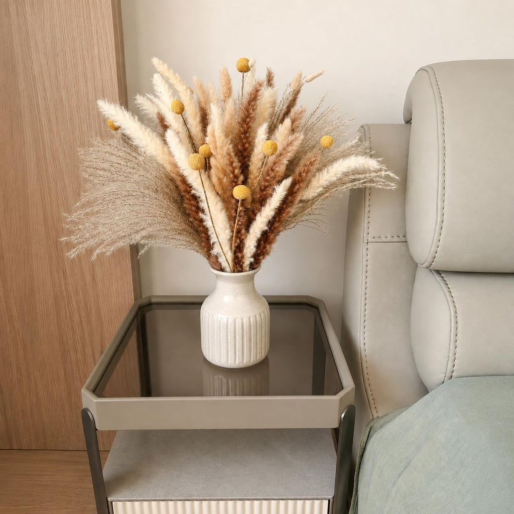 100PCS Boho Flowers Bouquet 17inch Natural Dried Pampas Grass for Vase
