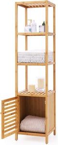 SONGMICS Bamboo Bathroom Shelf, 4-Tier Storage Cabinet