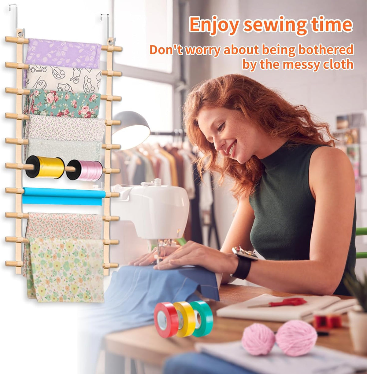 sewing fabric storage: 33.5x16.5 Inch fabric organizer and sewing fabrics organizer room hanging organization for Door & wall Craft Closet Boards Stash Store Yarn quilting Pattern Notions Supplies