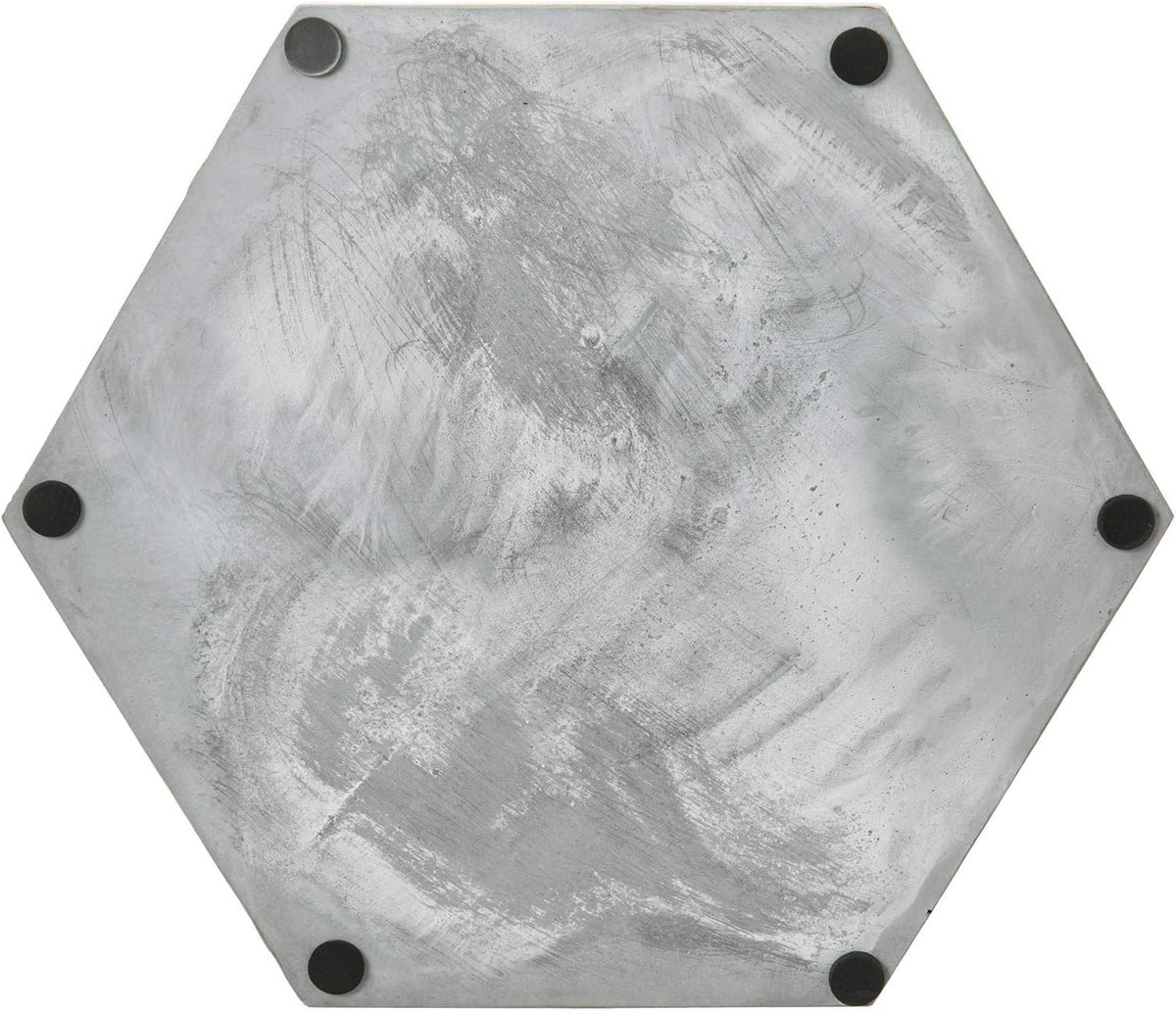 MyGift Modern Gray Concrete Hexagonal Decorative Display Bathroom Vanity Tray