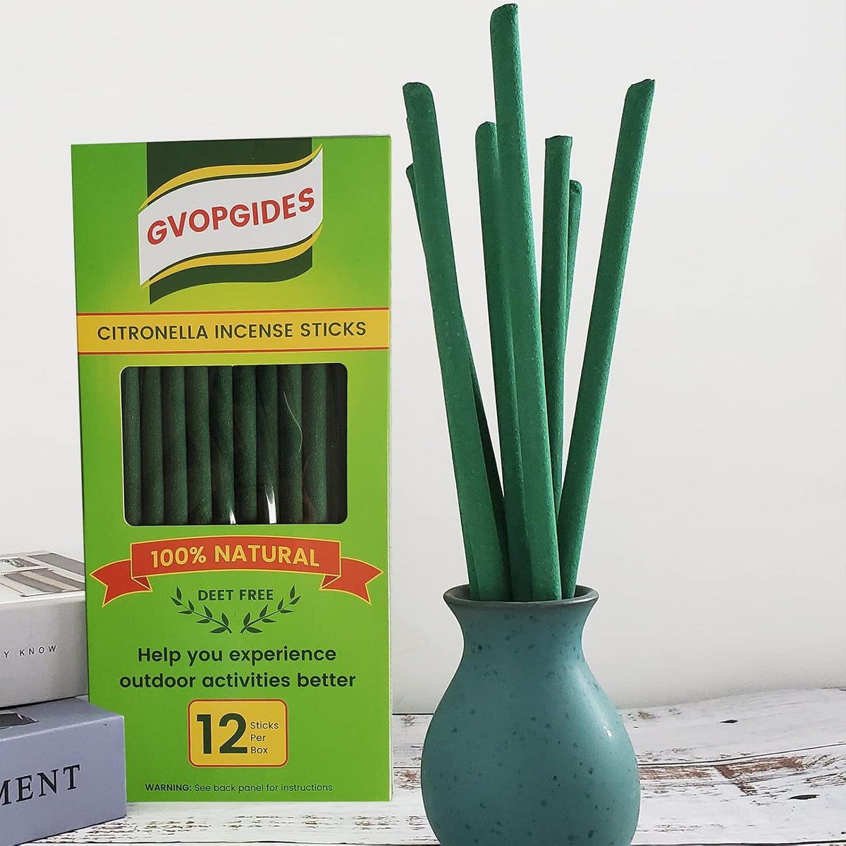 Large Citronella Incense Sticks 12 Pieces per Box, Made from Natural Plants, Suitable for Outdoors, by The Pool, in The Yard