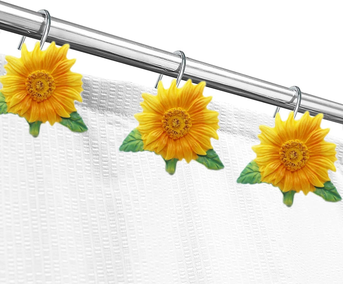 12 PCS Sunflower Decorative Shower Curtain Hooks Rings