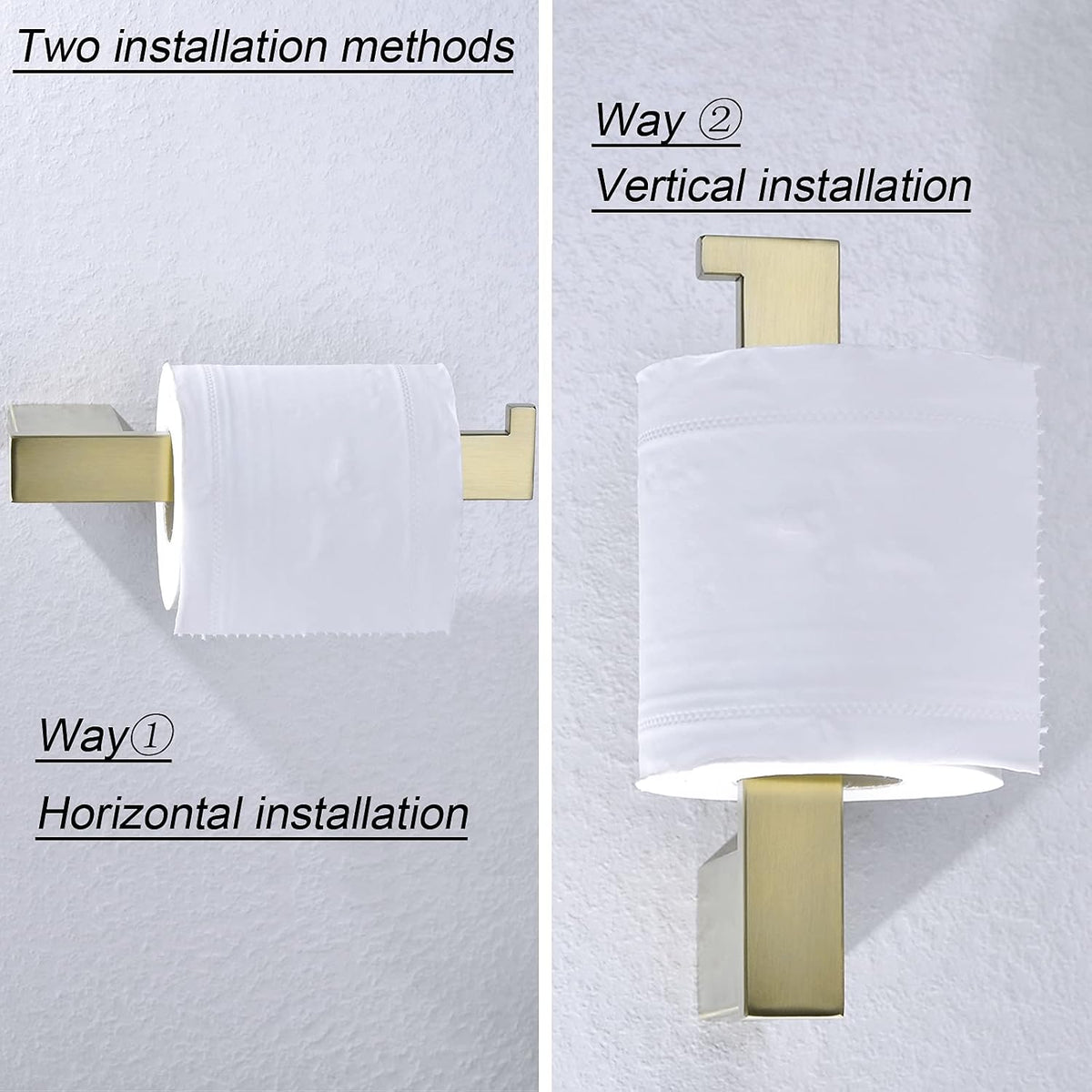 RANDOM Brushed Gold Toilet Paper Holder, Bathroom Hardware Accessories SUS 304 Stainless Steel Modern Tissue Paper Roll Holder Nordic Minimalism Contemporary Hotel Style Wall Mount.