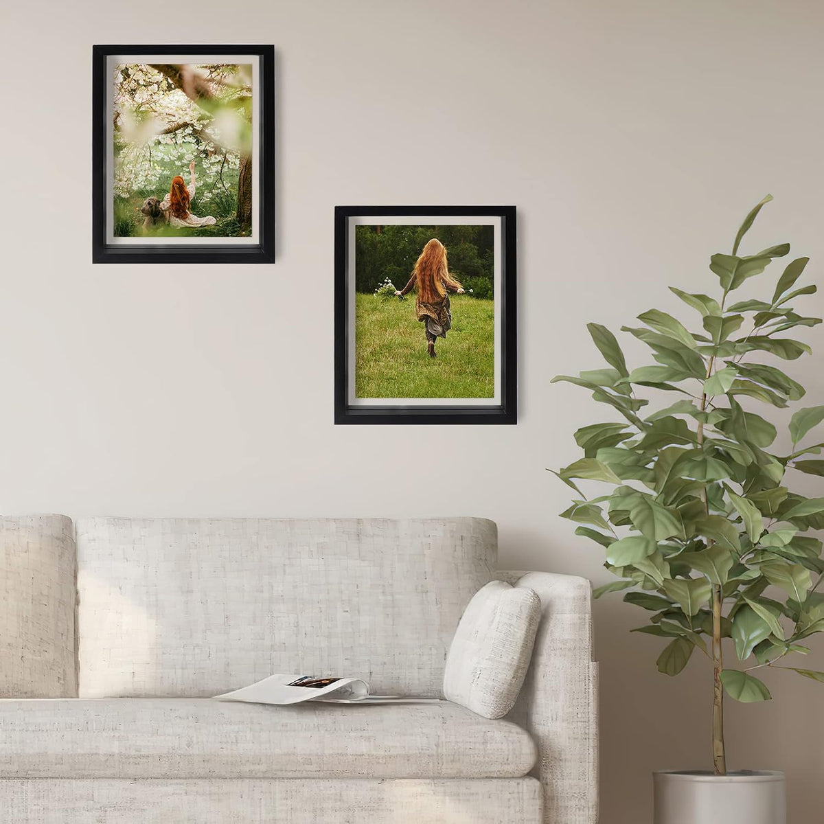 WIFTREY Black 8x10 Floating Picture Frame 2 Pack, Double Glass Distressed Floating Photo Frame for Tabletop or Wall Mount, Displays Photo up to 10x12