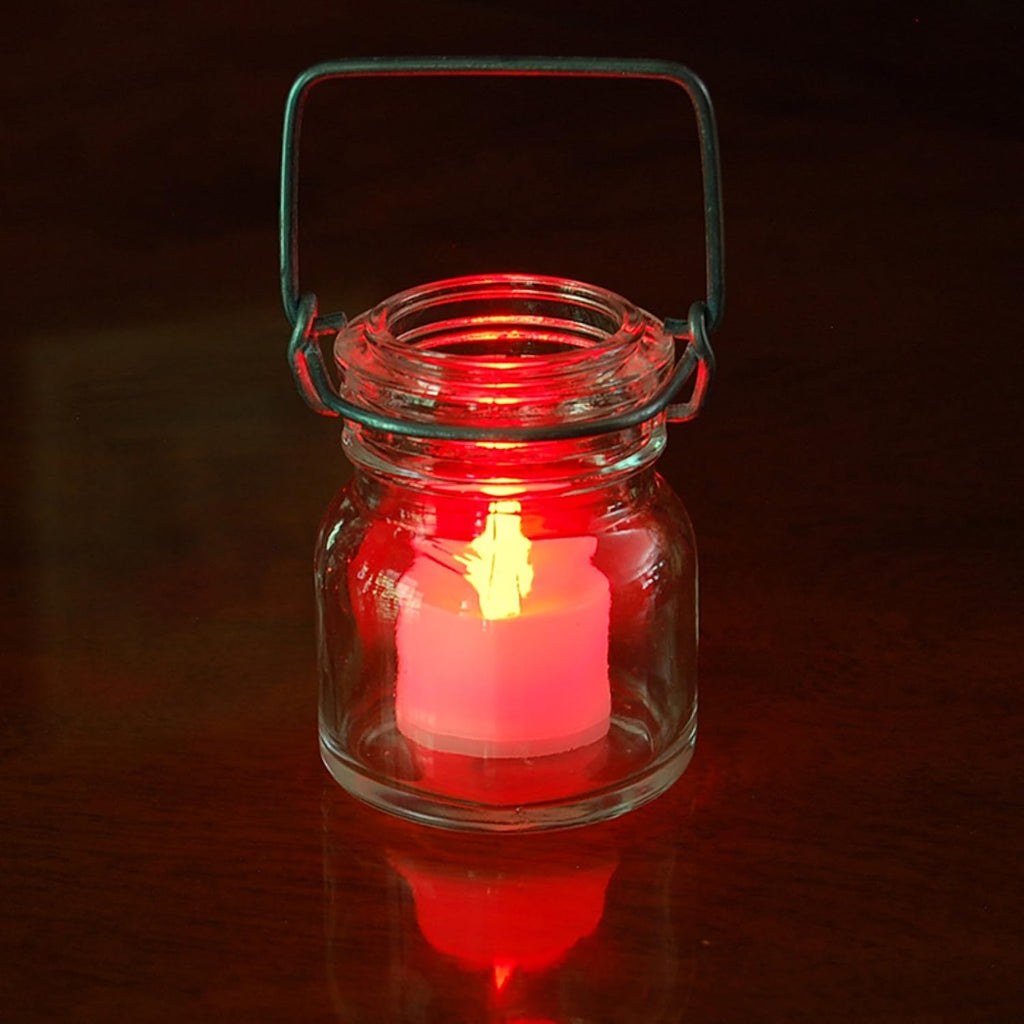 LumaBase Battery Operated Tea Light Candles, Red - Set of 12