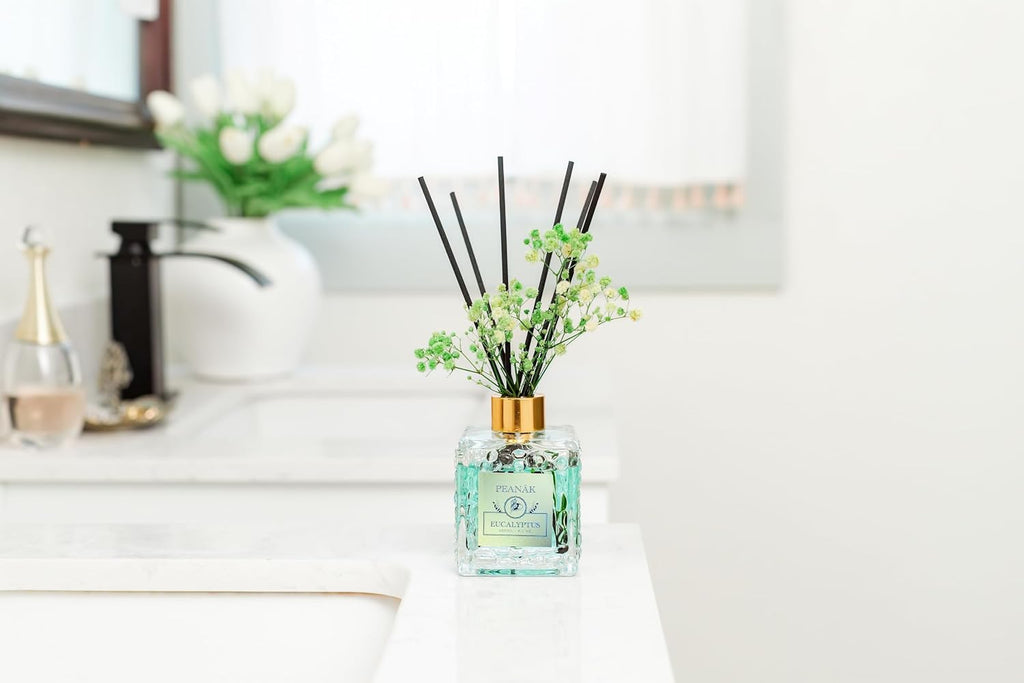 PEANÄK Set of 2 - Eucalyptus Mint Fragrance Oils - Reed diffusers 6.7oz (200ml) 2 Pack of Long Lasting Scents for Home & Office,Living Room & Bathroom Shelf Decor and Gifts