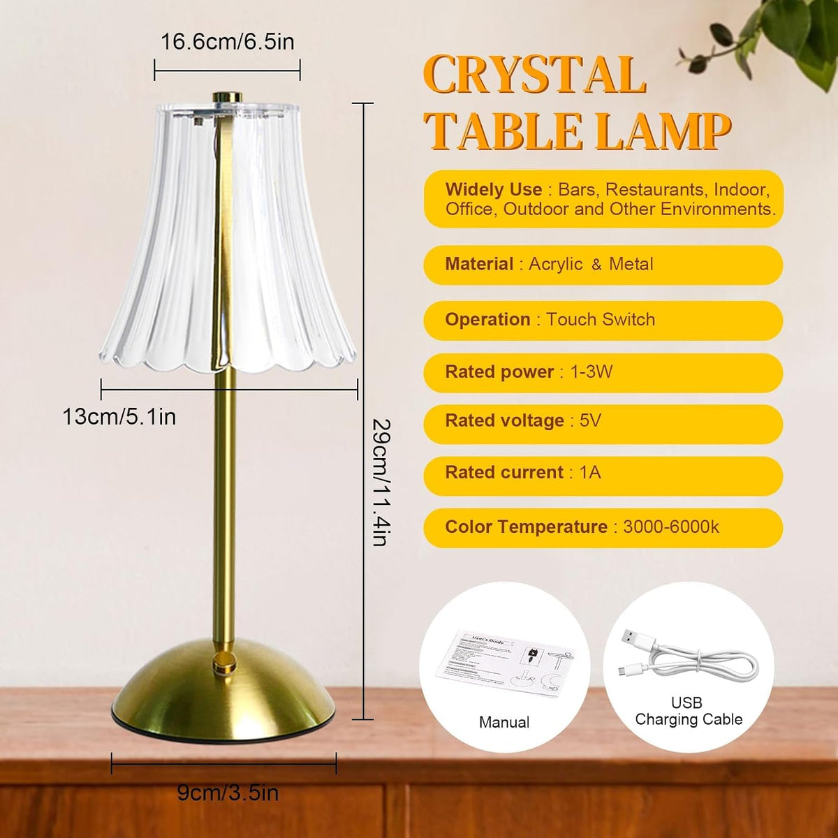 Cordless Table Lamp Rechargeable Desk Lamp for Nightstand,Bedside,Kitchen,Living Room High Capacity Battery Powered-2600mAh
