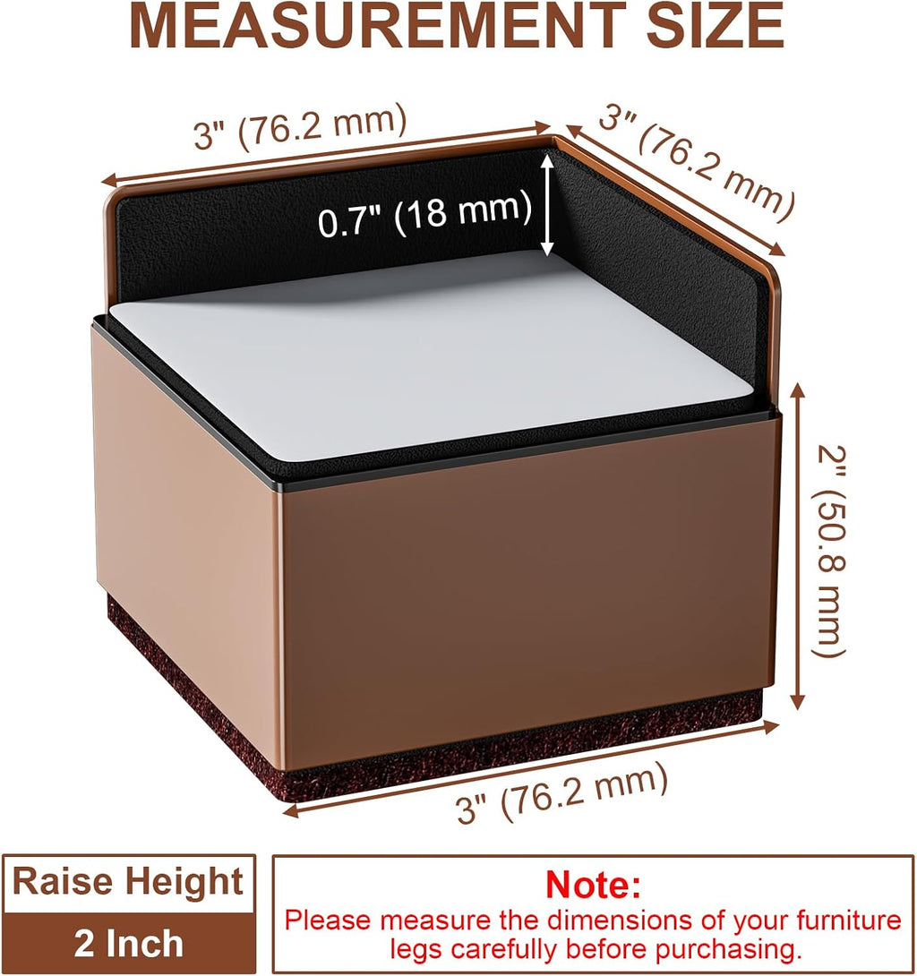 Ezprotekt Metal Bed Risers 2 Inch Heavy Duty 4400 lbs Furniture Lifts 4pcs