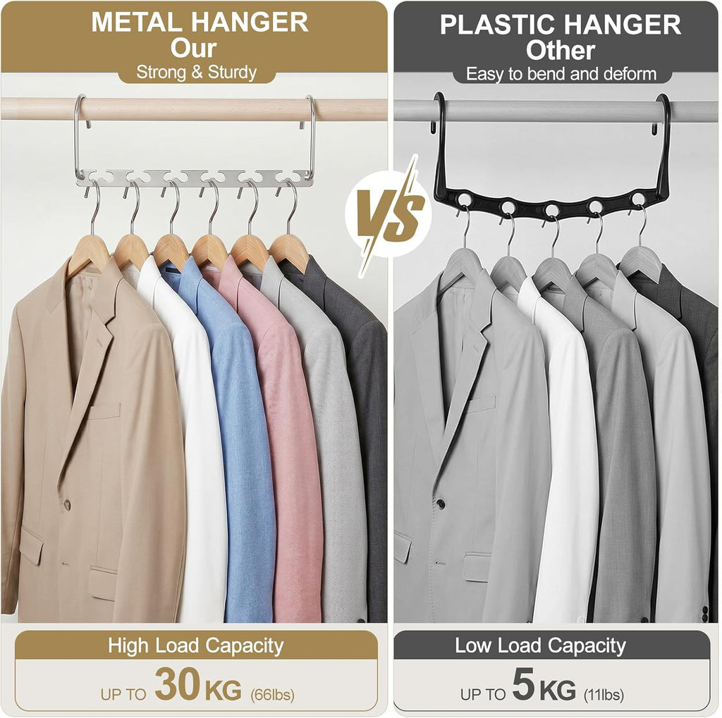 HOUSE DAY Space Saving Hangers for Clothes 6 Pack, Metal Magic Hanger