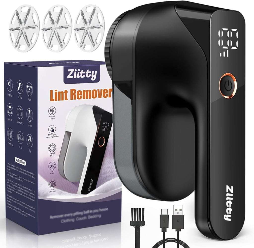 Fabric Shaver - Ziitty Lint Remover for Clothes, Sweater Defuzzer with LCD