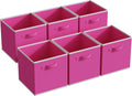 MAX Houser 6 Pack Foldable Fabric Storage Bins with Dual Handles, Pink