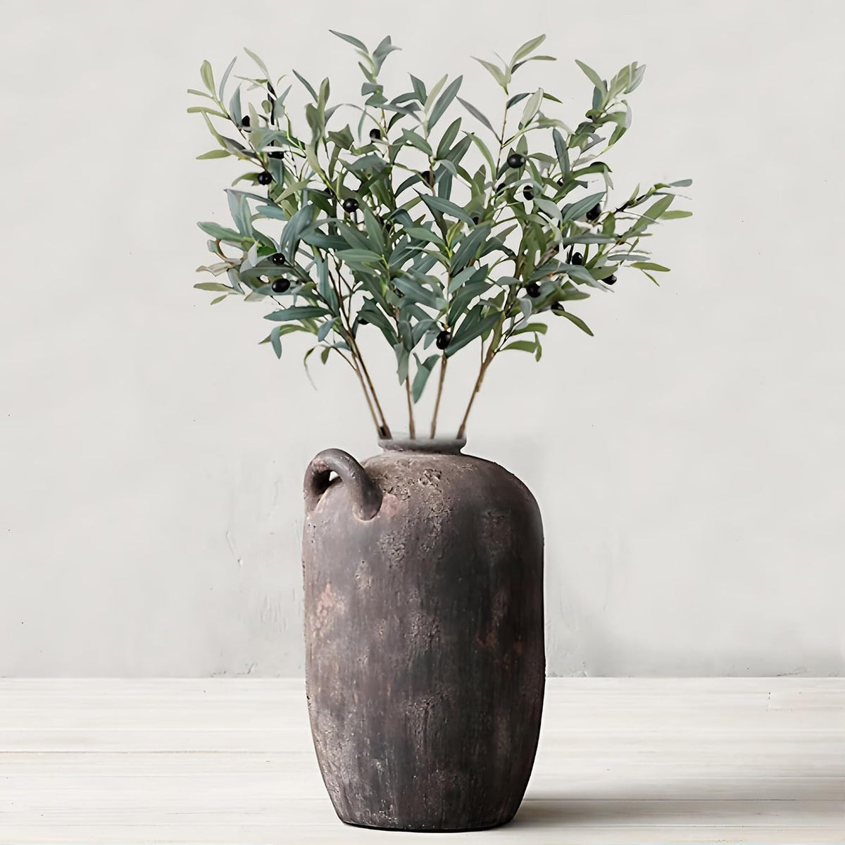 8 Pcs 26.8 Inch Artificial Olive Leaves Long Stems Fake Eucalyptus Plant Branches for DIY Floral Crafts Arrangement Vase Bouquets Wedding Greenery Decor