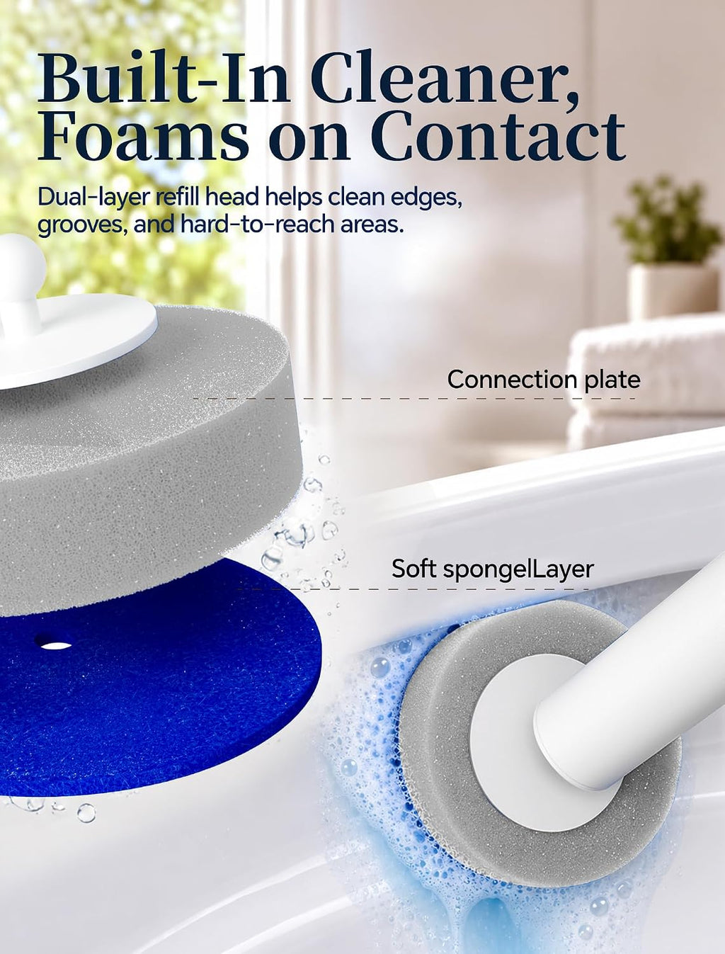 Disposable Toilet Brush Wand, Wall Mounted Toilet Cleaner Kit with Holder, for Bathroom Cleaning (Toilet Brush + 18 Brush Heads)