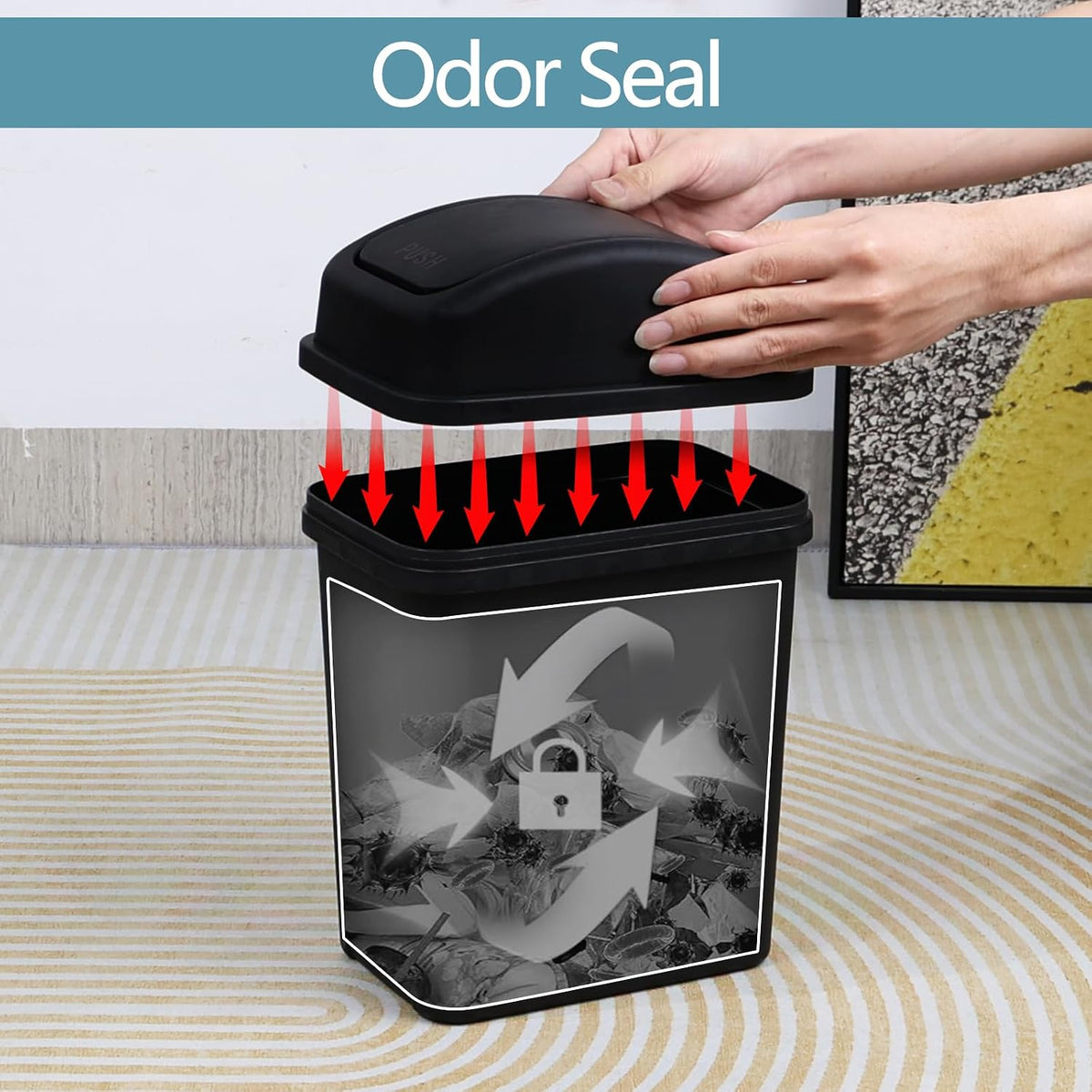 1.8 Gallon Trash Can with Swing Lid, Small Bedroom Garbage Bin