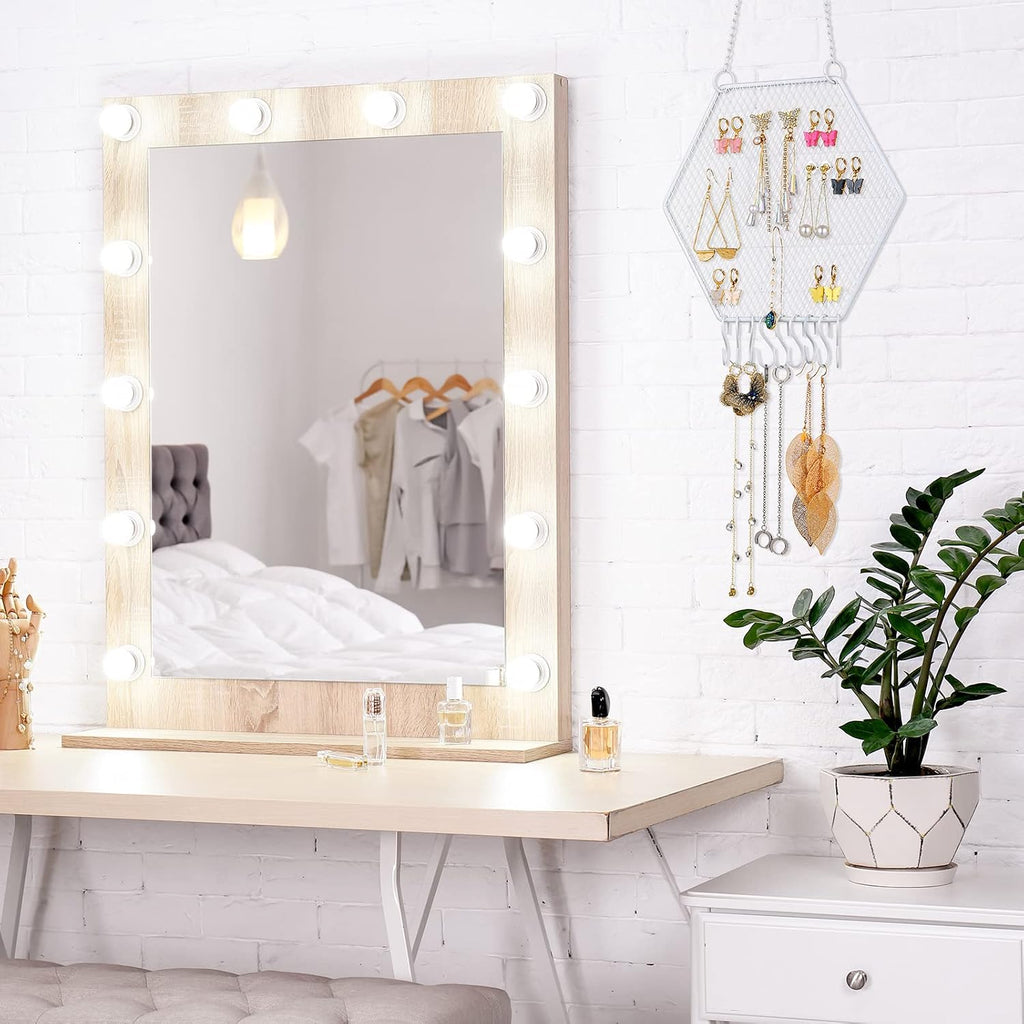 Jetec 2 Pcs Hanging Earring Organizer Jewelry Earring Wall Holder, White
