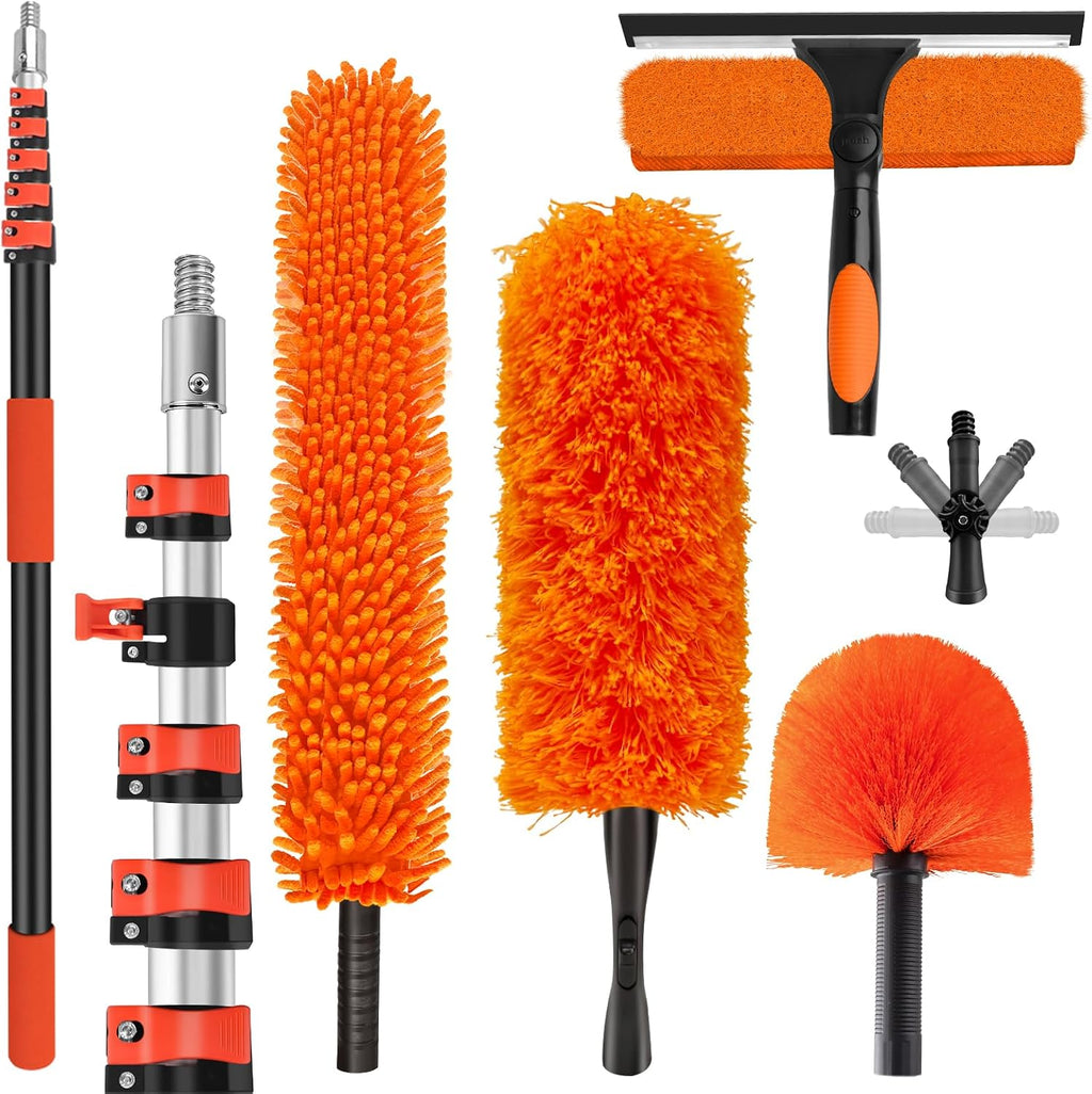30FT High Reach Duster Cleaning Kit with 5-24 FT Extension Pole